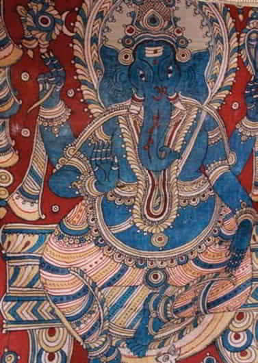 Ganesha in Srikalahasti style of Kalamkari painting